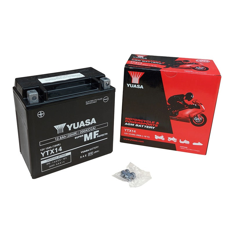 BATTERIA YUASA YTX14 PRECARICATA SIGILLATA APRILIA BMW CAGIVA HONDA