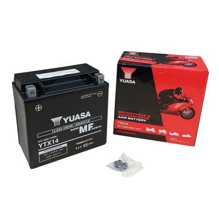 BATTERIA YUASA YTX14 PRECARICATA SIGILLATA APRILIA BMW CAGIVA HONDA
