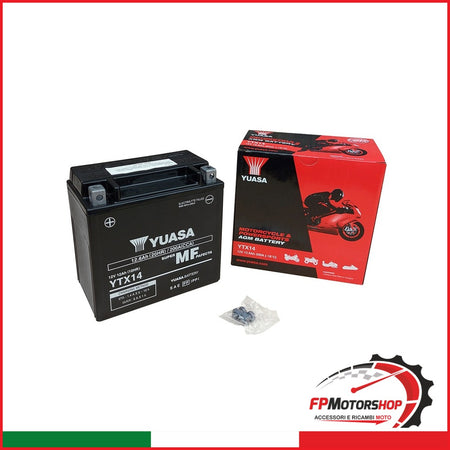 BATTERIA YUASA YTX14 PRECARICATA SIGILLATA APRILIA BMW CAGIVA HONDA