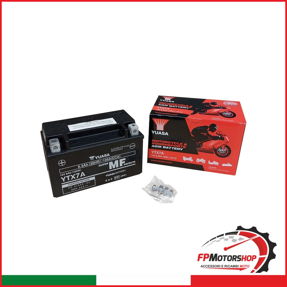 BATTERIA YUASA YTX7A PRECARICATA SIGILLATA APRILIA KAWASAKI SUZUKI YAMAHA