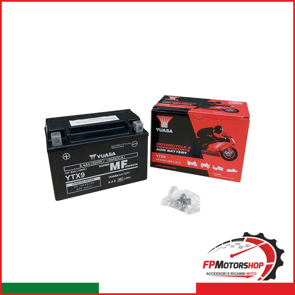 BATTERIA YUASA YTX9 PRECARICATA SIGILLATA APRILIA BMW CAGIVA HONDA