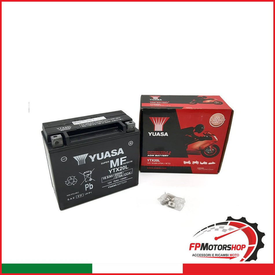 BATTERIA YUASA YTX20L PRECARICATA SIGILLATA HONDA MOTO GUZZI HARLEY DAVIDSON
