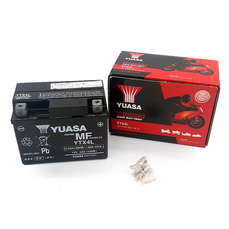 BATTERIA YUASA YTX4L PRECARICATA SIGILLATA APRILIA HONDA PIAGGIO SUZUKI