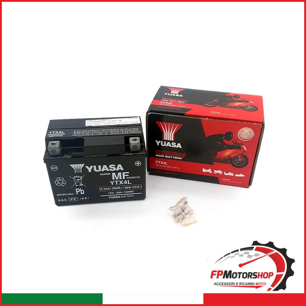 BATTERIA YUASA YTX4L PRECARICATA SIGILLATA APRILIA HONDA PIAGGIO SUZUKI