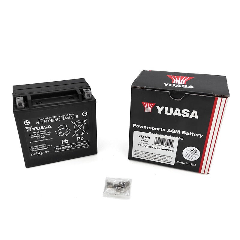 BATTERIA YUASA YTX14H PRECARICATA SIGILLATA APRILIA BMW ROYAL ENFIELD