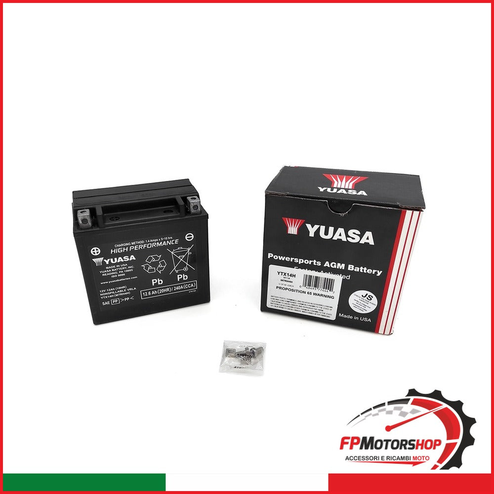 BATTERIA YUASA YTX14H PRECARICATA SIGILLATA APRILIA BMW ROYAL ENFIELD