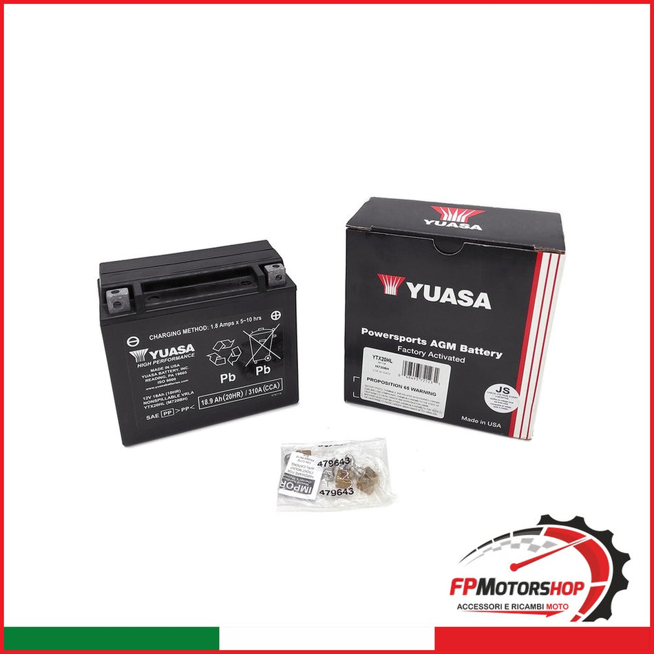 BATTERIA YUASA YTX20HL PRECARICATA SIGILLATA HONDA KAWASAKI MOTO GUZZI HARLEY