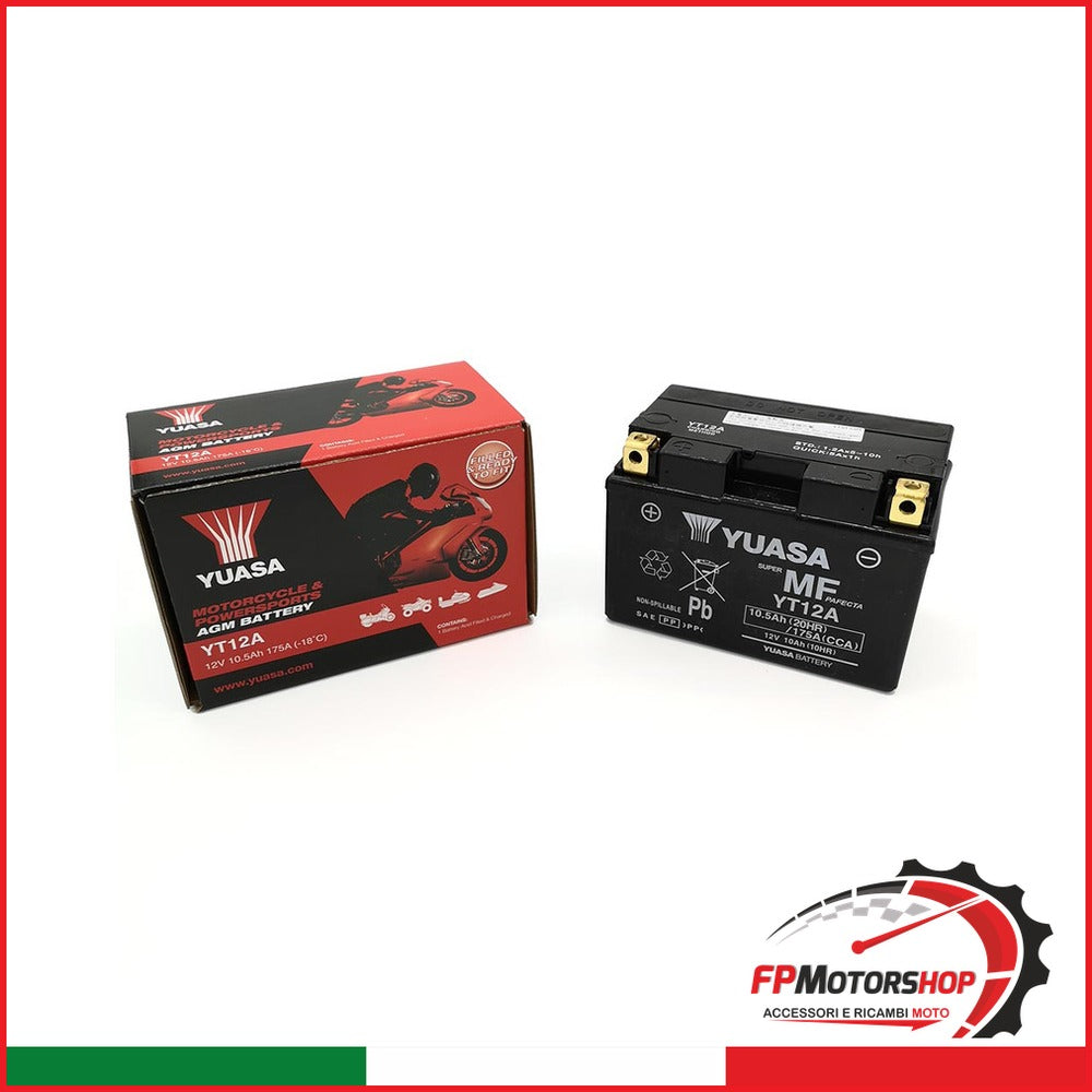 BATTERIA YUASA YT12A PRECARICATA SIGILLATA APRILIA HONDA KAWASAKI PIAGGIO