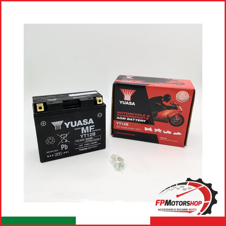 BATTERIA YUASA YT12B PRECARICATA SIGILLATA APRILIA CAGIVA DUCATI KAWASAKI