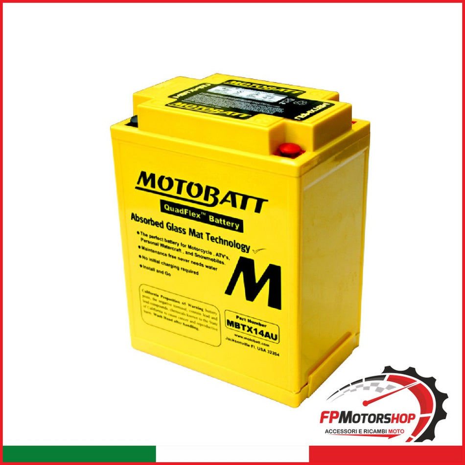 BATTERIA MOTOBATT MBTX14AU PRECARICATA SIGILLATA APRILIA BMW HONDA KAWASAKI