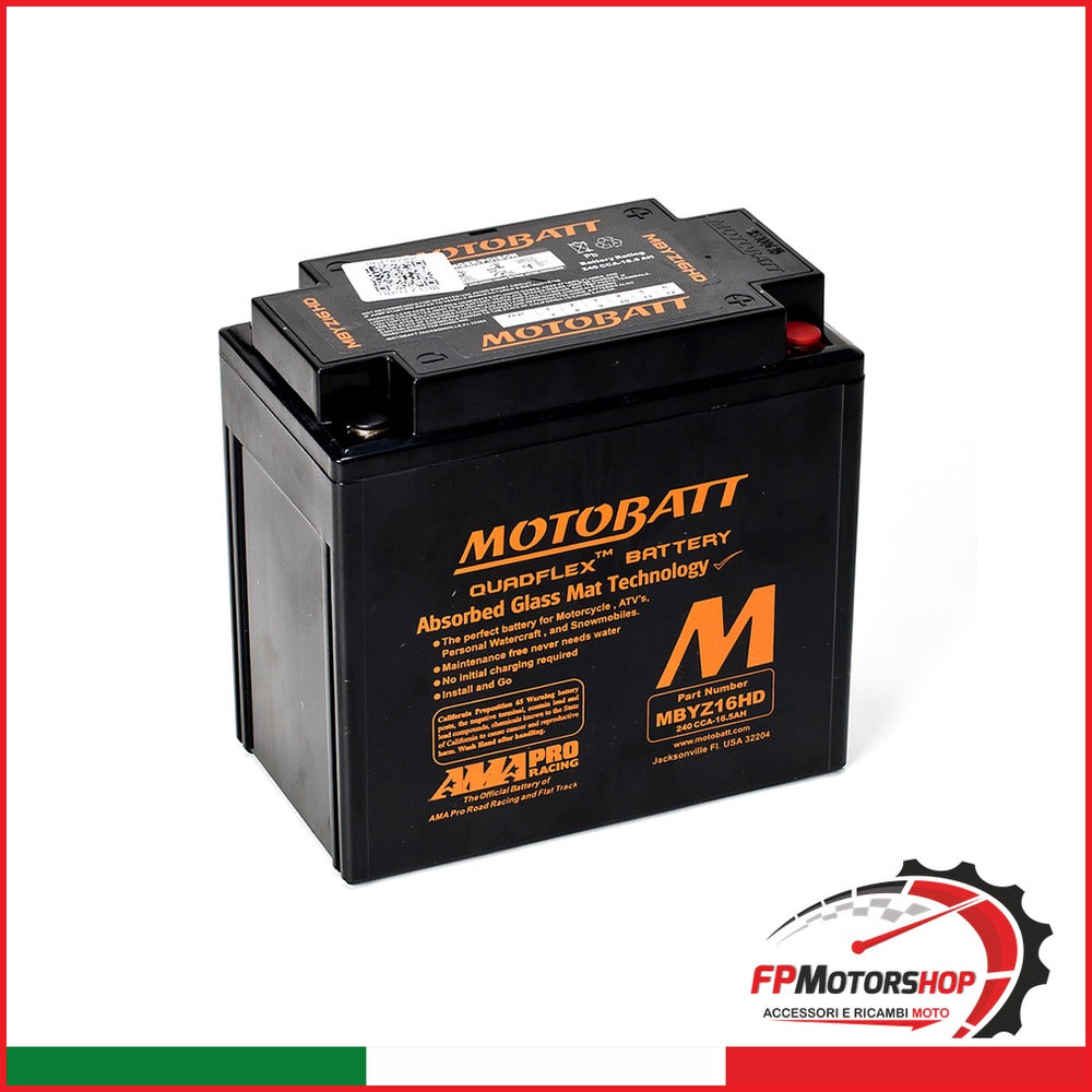 BATTERIA MOTOBATT MBYZ16HD PRECARICATA SIGILLATA APRILIA BMW CAGIVA HONDA