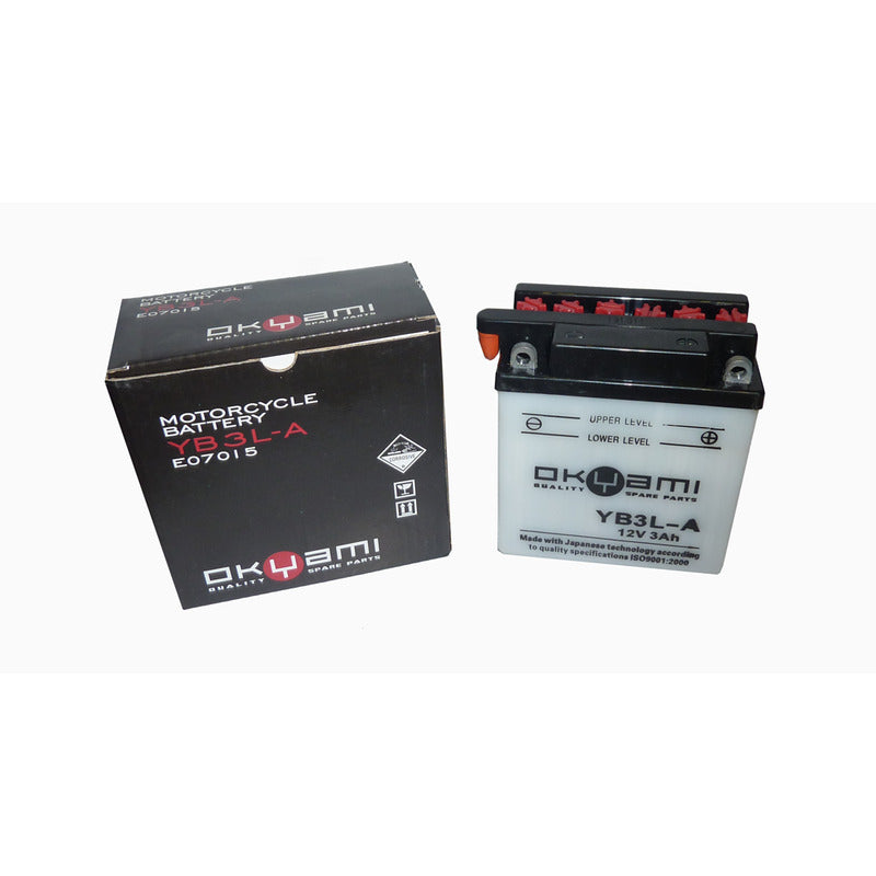 BATTERIA OKYAMI OB3L-A CON ACIDO HONDA YAMAHA