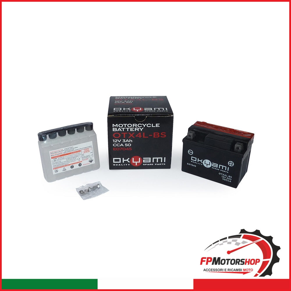 BATTERIA OKYAMI OTX4L-BS CON ACIDO APRILIA HONDA PIAGGIO SUZUKI