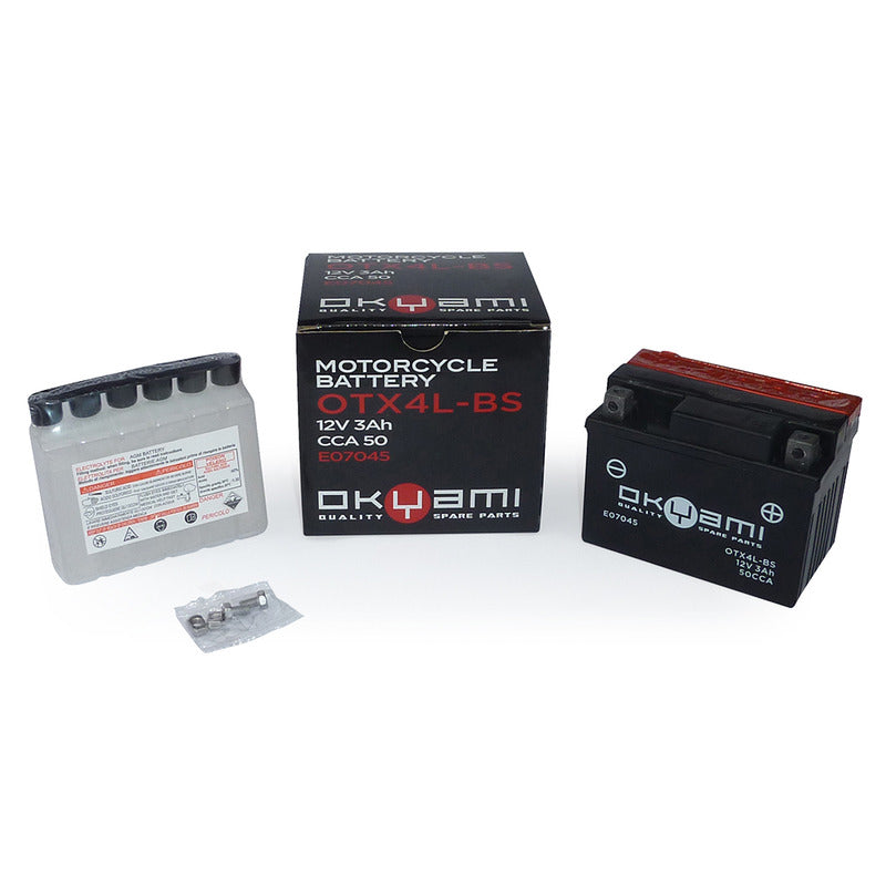 BATTERIA OKYAMI OTX4L-BS CON ACIDO APRILIA HONDA PIAGGIO SUZUKI