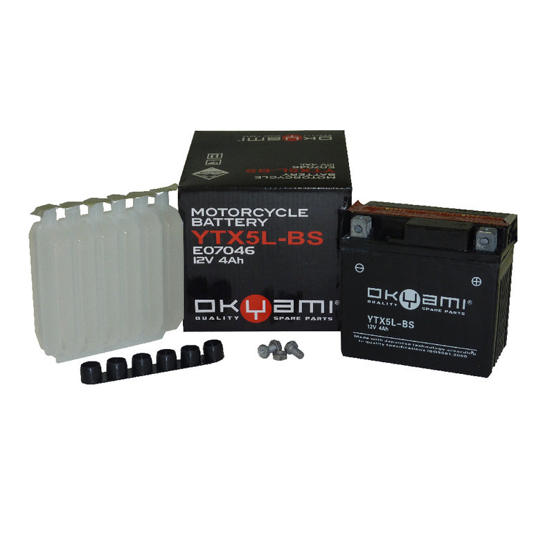 BATTERIA OKYAMI OTX5L-BS CON ACIDO APRILIA HONDA PIAGGIO SUZUKI