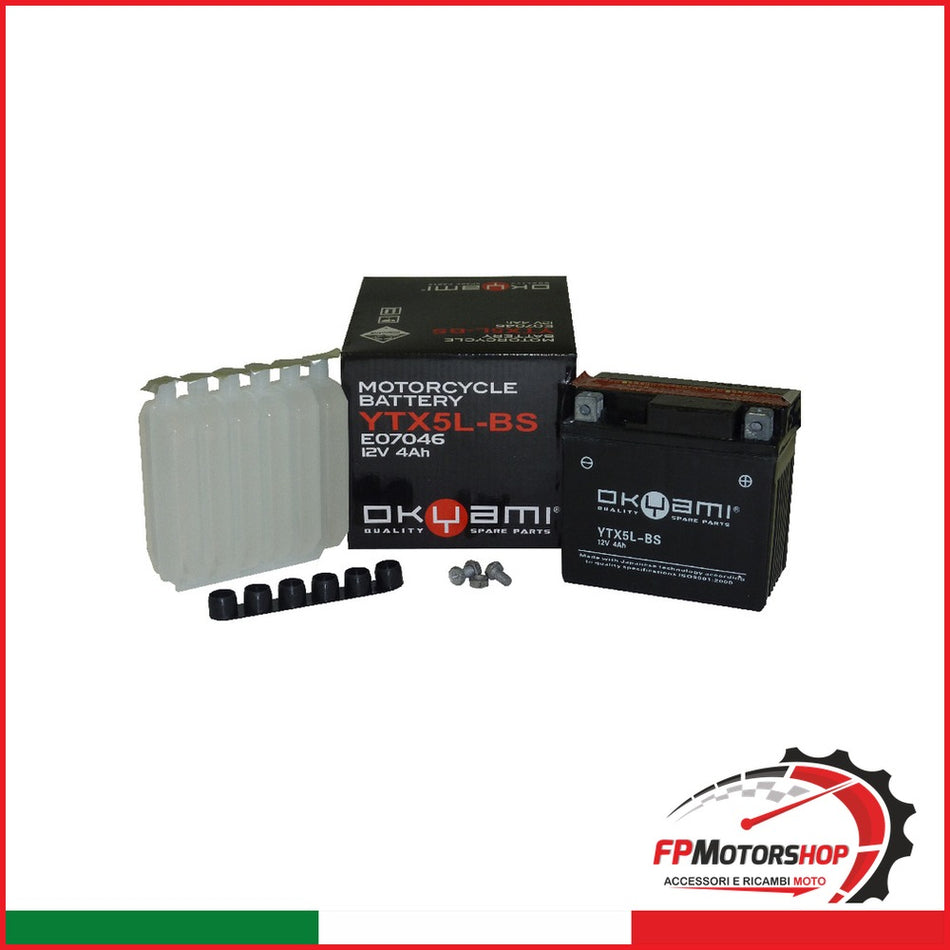 BATTERIA OKYAMI OTX5L-BS CON ACIDO APRILIA HONDA PIAGGIO SUZUKI