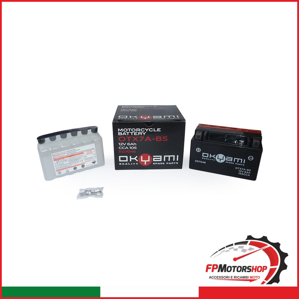 BATTERIA OKYAMI OTX7A-BS CON ACIDO APRILIA KAWASAKI SUZUKI YAMAHA