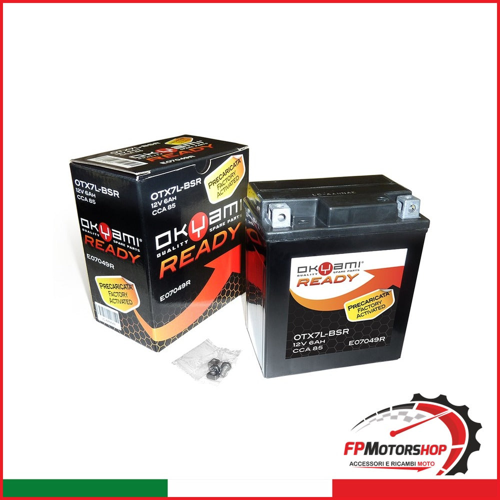 BATTERIA OKYAMI OTX7L-BSR PRECARICATA SIGILLATA APRILIA HONDA KAWASAKI PIAGGIO