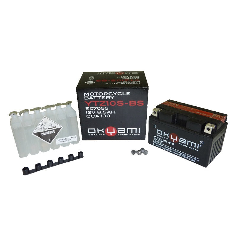 BATTERIA OKYAMI OTZ10S-BS CON ACIDO APRILIA BMW HONDA KAWASAKI