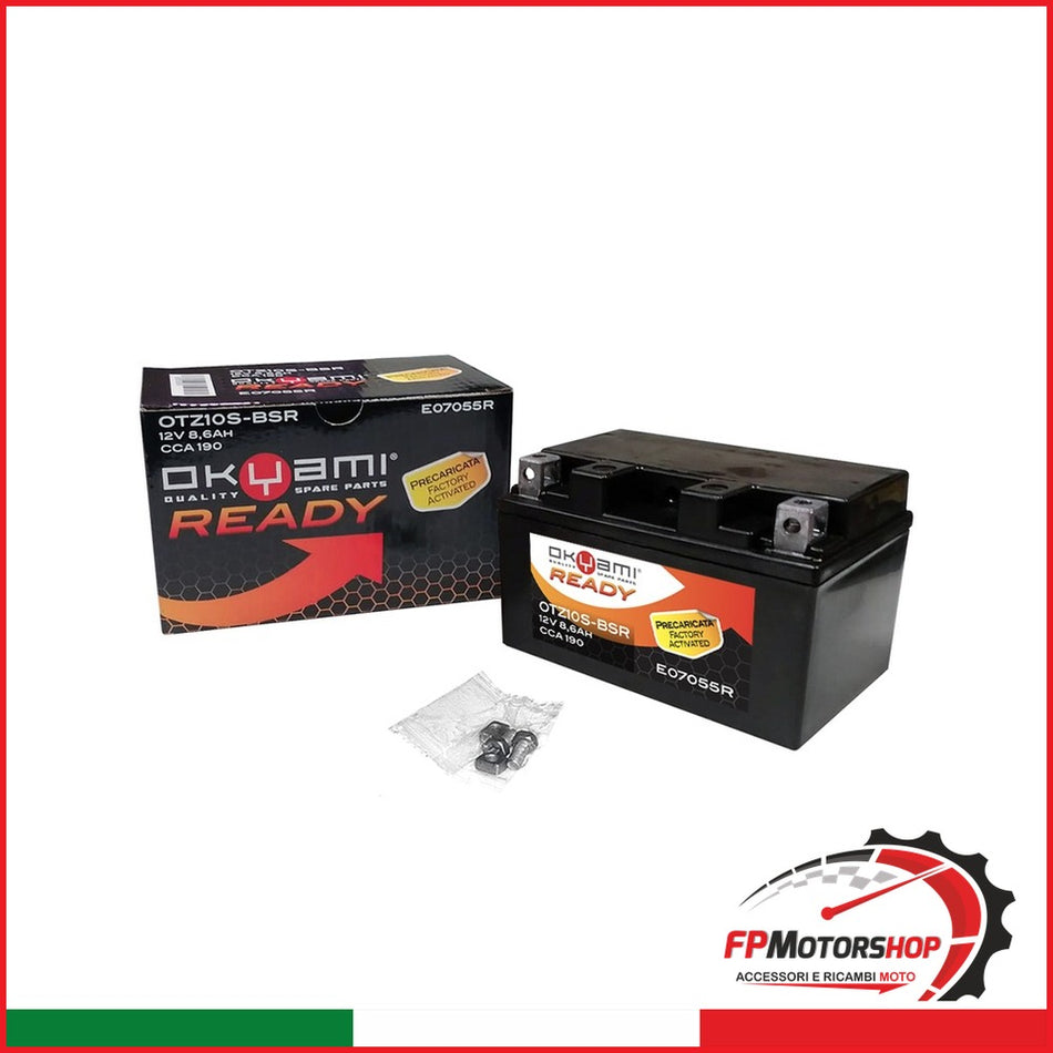 BATTERIA OKYAMI OTZ10S-BSR PRECARICATA SIGILLATA APRILIA BMW HONDA KAWASAKI