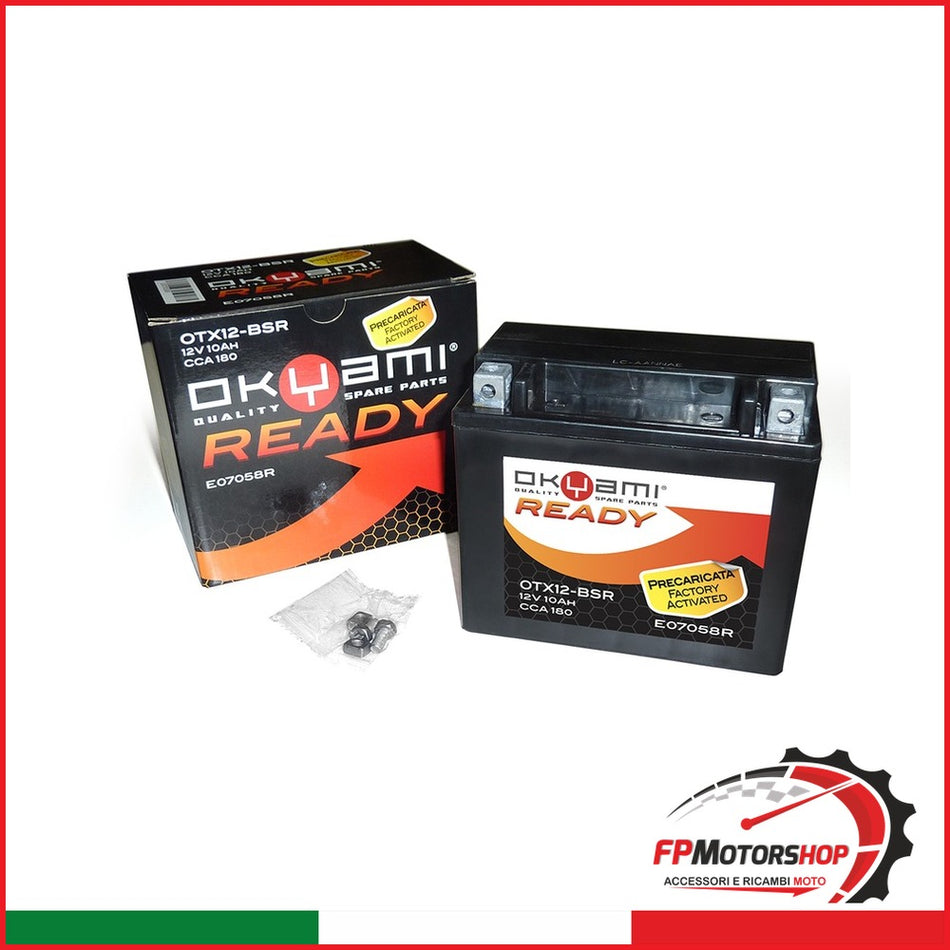 BATTERIA OKYAMI OTX12-BSR PRECARICATA SIGILLATA APRILIA BMW HONDA KAWASAKI