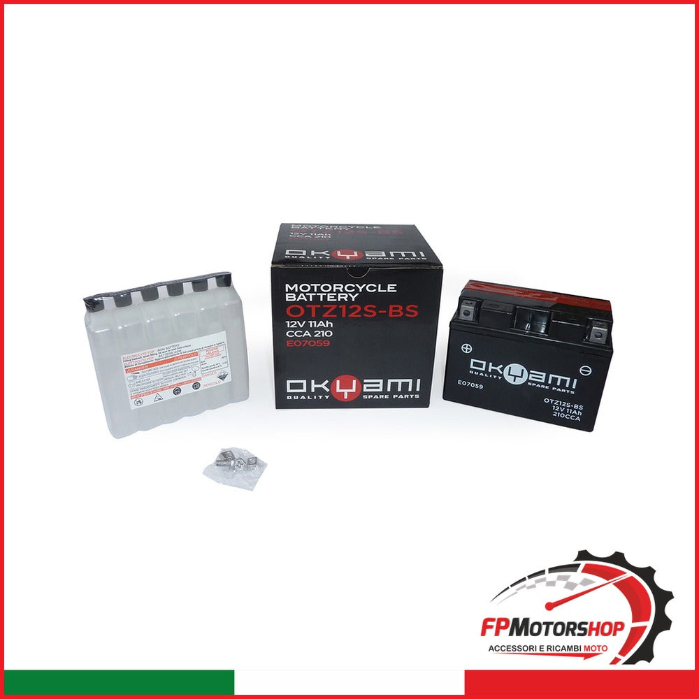 BATTERIA OKYAMI OTZ12S-BS CON ACIDO HONDA MOTO GUZZI YAMAHA BENELLI