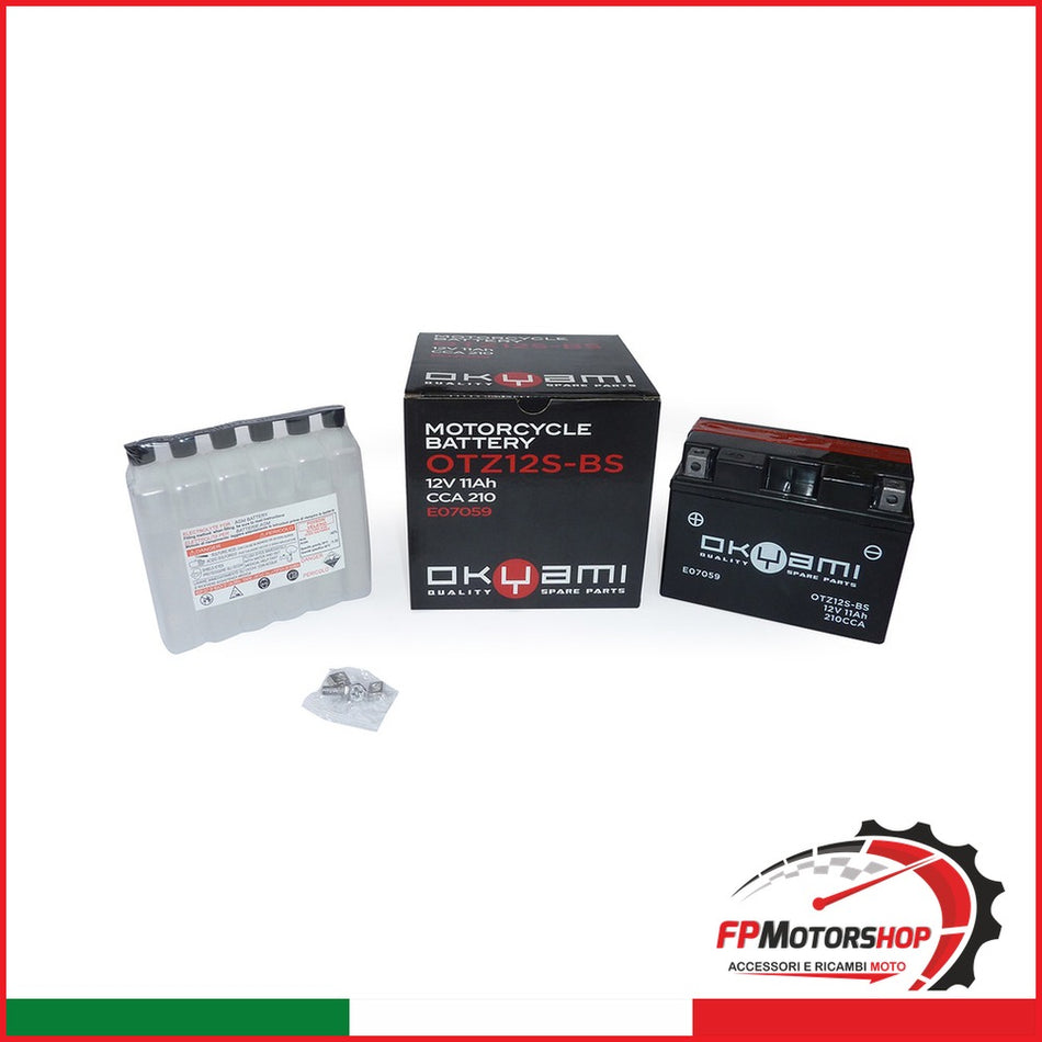 BATTERIA OKYAMI OTZ12S-BS CON ACIDO HONDA MOTO GUZZI YAMAHA BENELLI