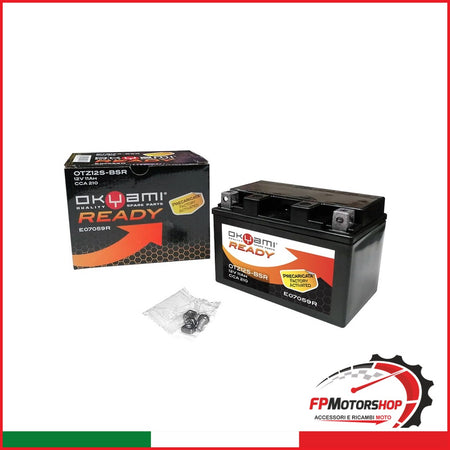 BATTERIA OKYAMI OTZ12S-BSR PRECARICATA SIGILLATA HONDA MOTO GUZZI YAMAHA BENELLI