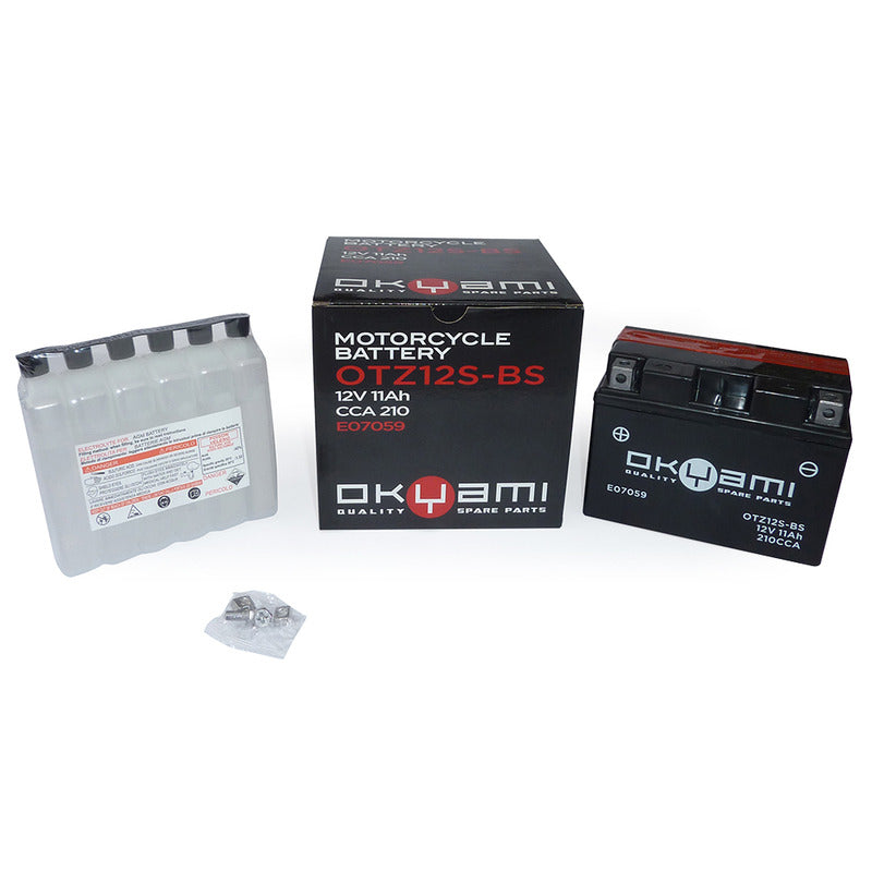 BATTERIA OKYAMI OTZ12S-BS CON ACIDO HONDA MOTO GUZZI YAMAHA BENELLI