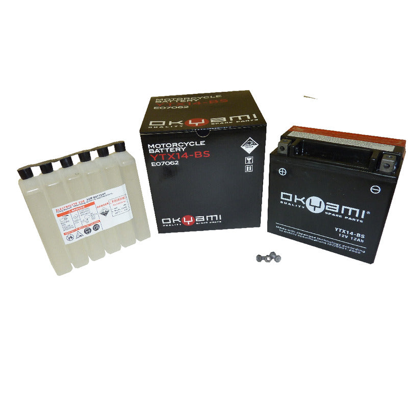 BATTERIA OKYAMI OTX14-BS CON ACIDO APRILIA BMW CAGIVA HONDA
