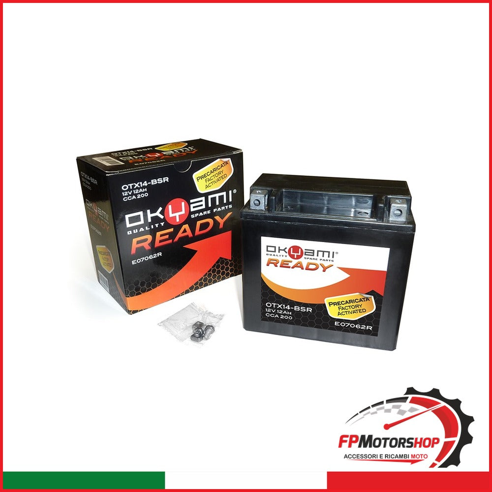 BATTERIA OKYAMI OTX14-BSR PRECARICATA SIGILLATA APRILIA BMW CAGIVA HONDA