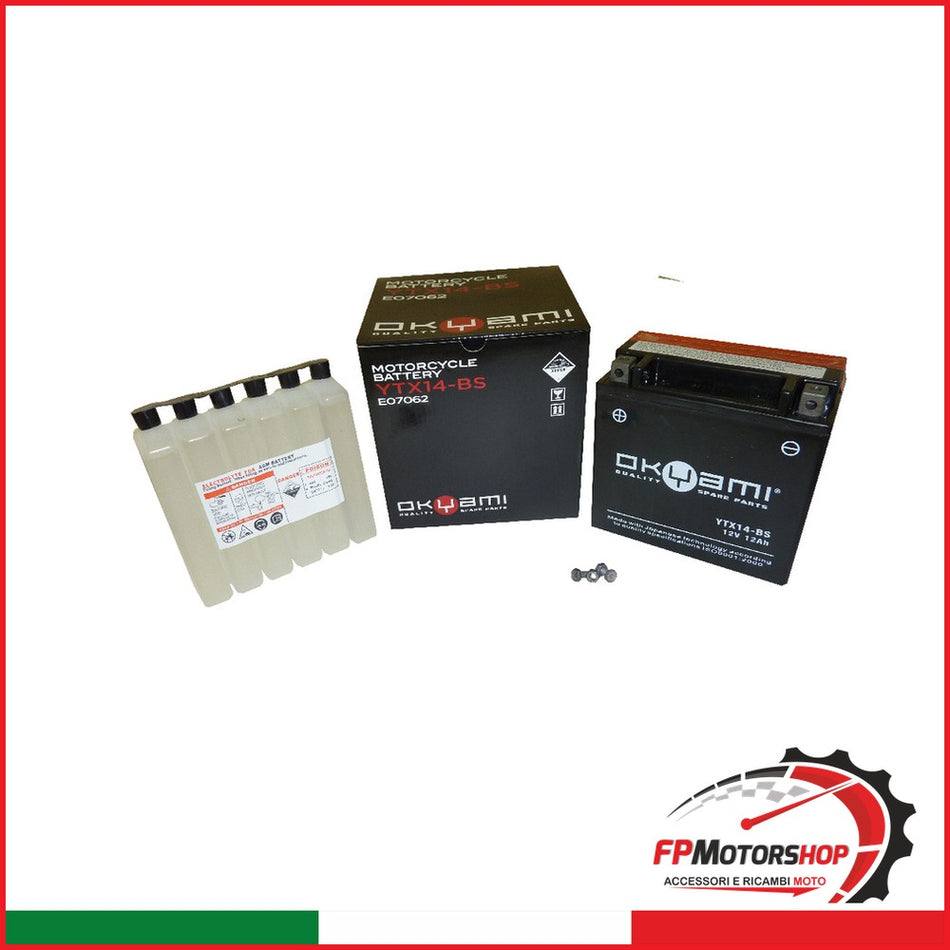 BATTERIA OKYAMI OTX14-BS CON ACIDO APRILIA BMW CAGIVA HONDA
