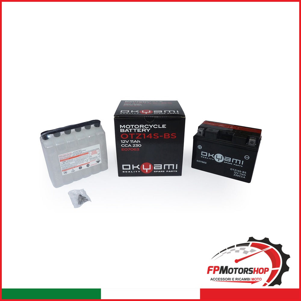 BATTERIA OKYAMI OTZ14S-BS CON ACIDO HONDA KAWASAKI SUZUKI YAMAHA