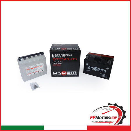 BATTERIA OKYAMI OTZ14S-BS CON ACIDO HONDA KAWASAKI SUZUKI YAMAHA