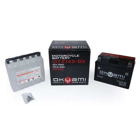 BATTERIA OKYAMI OTZ14S-BS CON ACIDO HONDA KAWASAKI SUZUKI YAMAHA