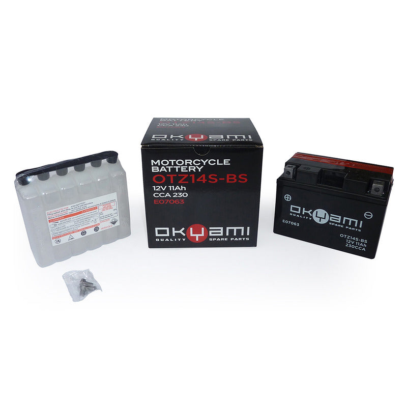 BATTERIA OKYAMI OTZ14S-BS CON ACIDO HONDA KAWASAKI SUZUKI YAMAHA