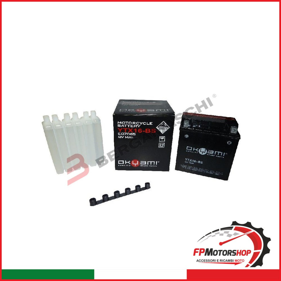BATTERIA OKYAMI OTX16-BS CON ACIDO BMW PIAGGIO GILERA TRIUMPH