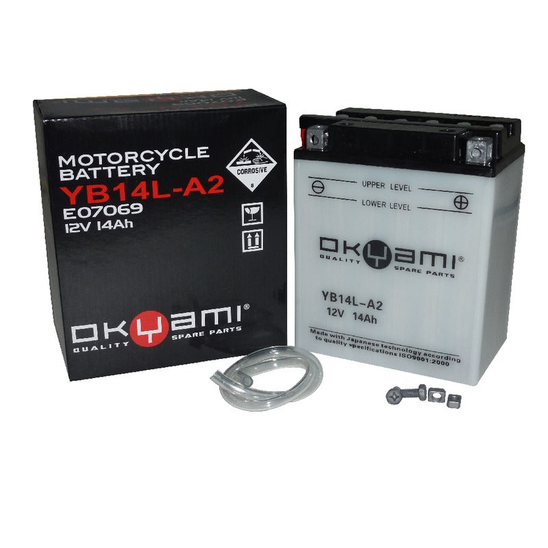 BATTERIA OKYAMI OB14L-A2 CON ACIDO APRILIA BMW KAWASAKI PIAGGIO