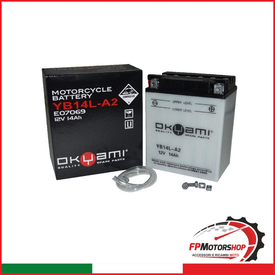 BATTERIA OKYAMI OB14L-A2 CON ACIDO APRILIA BMW KAWASAKI PIAGGIO