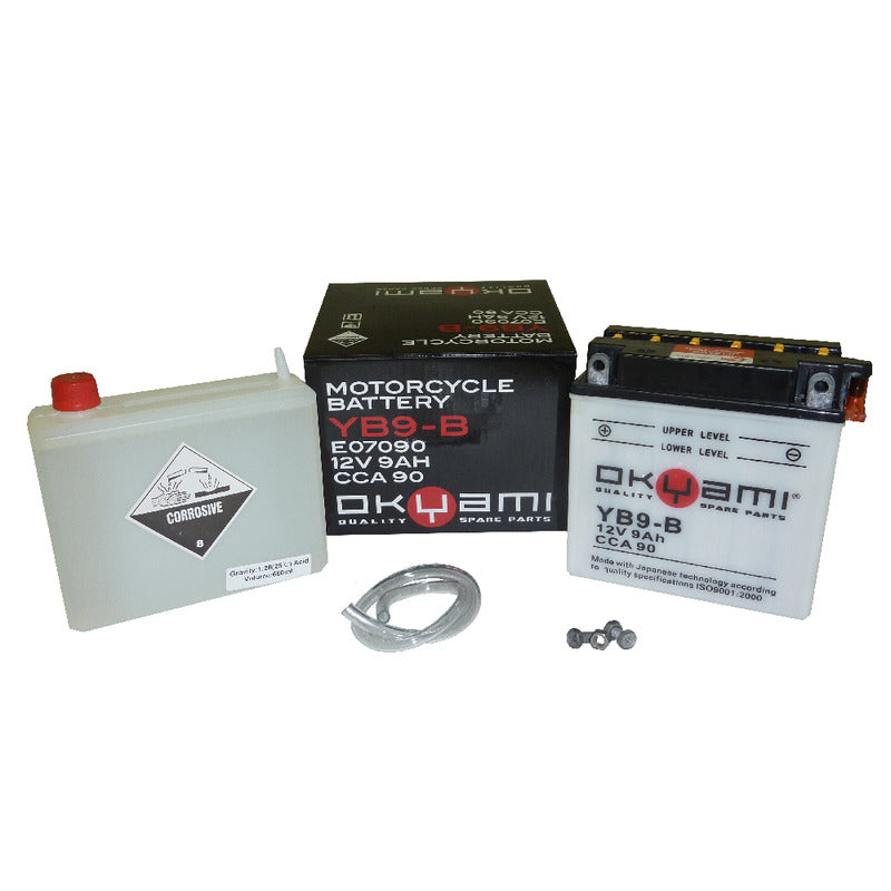 BATTERIA OKYAMI OB9-B CON ACIDO APRILIA CAGIVA KAWASAKI PIAGGIO