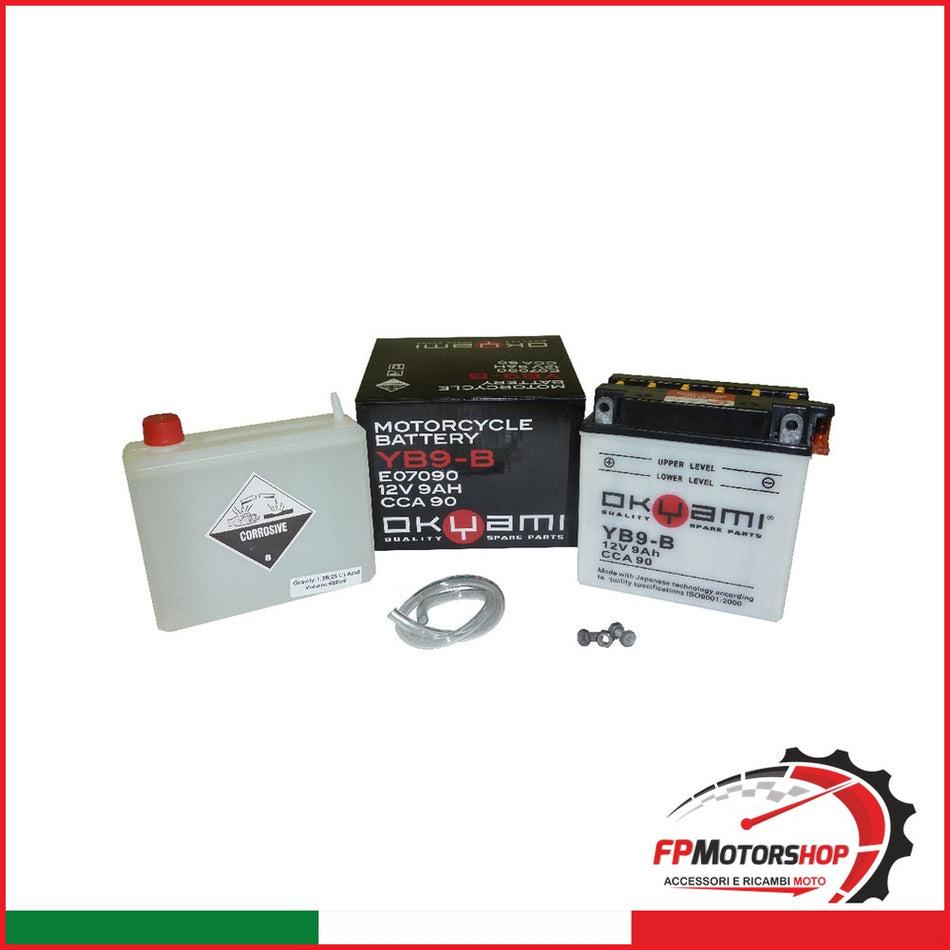 BATTERIA OKYAMI OB9-B CON ACIDO APRILIA CAGIVA KAWASAKI PIAGGIO