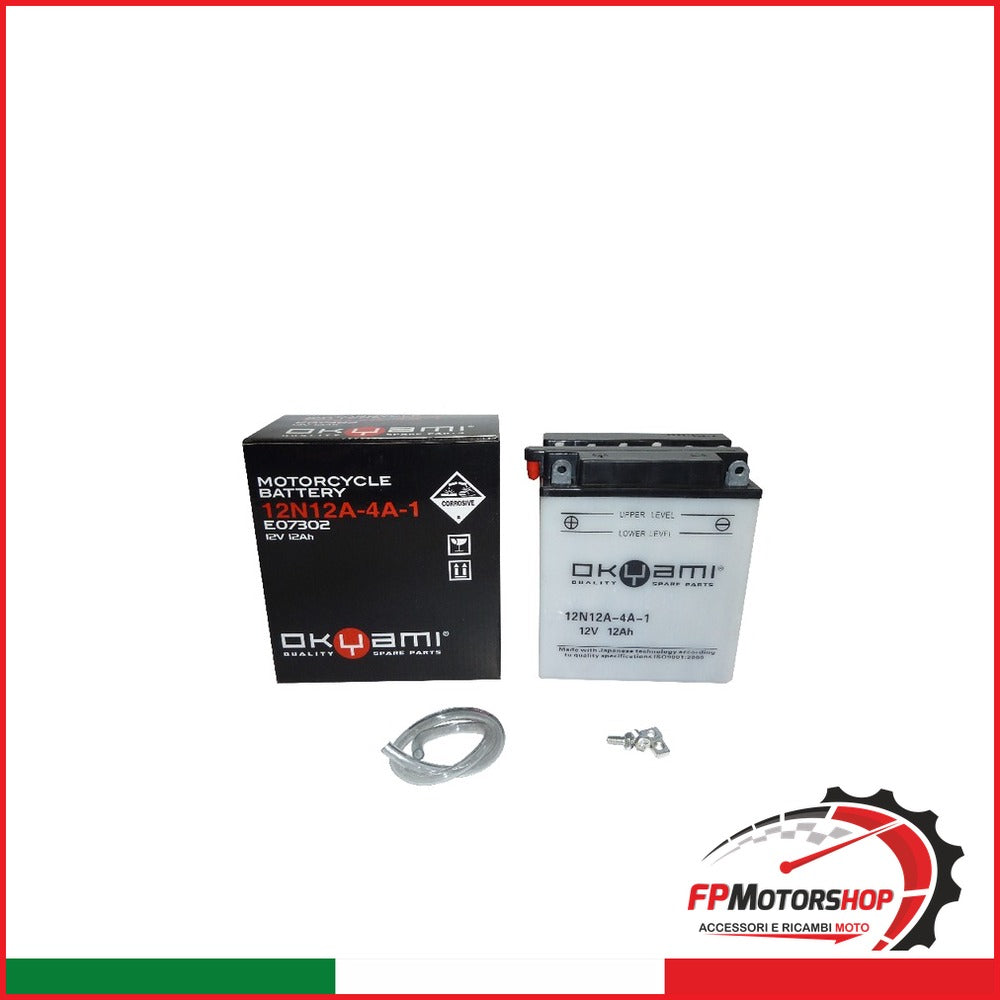BATTERIA OKYAMI 12N12A-4A-1 CON ACIDO HONDA YAMAHA