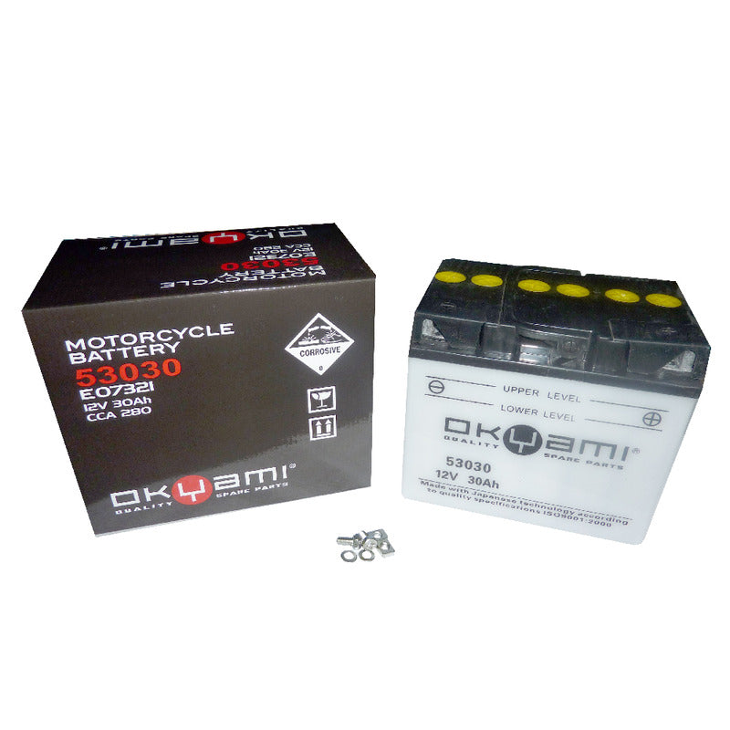 BATTERIA OKYAMI 53030 CON MANI GLIA ACIDO MOTO GUZZI