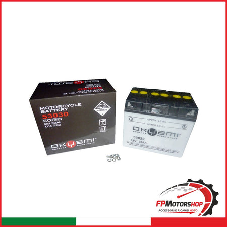 BATTERIA OKYAMI 53030 CON MANI GLIA ACIDO MOTO GUZZI