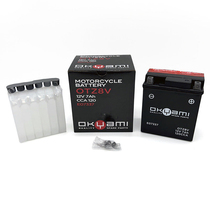 BATTERIA OKYAMI OTZ8V-BS CON ACIDO OTZ8V HONDA YAMAHA