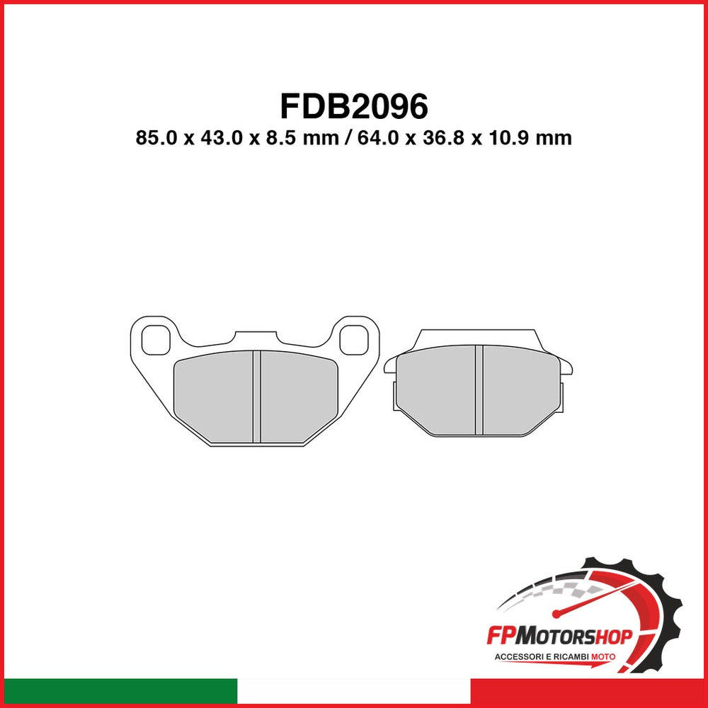 PASTIGLIE FERODO FDB2096EF KYMCO AGILITY R16+ 50 2T/4T 2016-2020 SUPER 8 125 2007-2013 QUAD 1950-1970 FERODO FDB2096EF - foto brandizzata