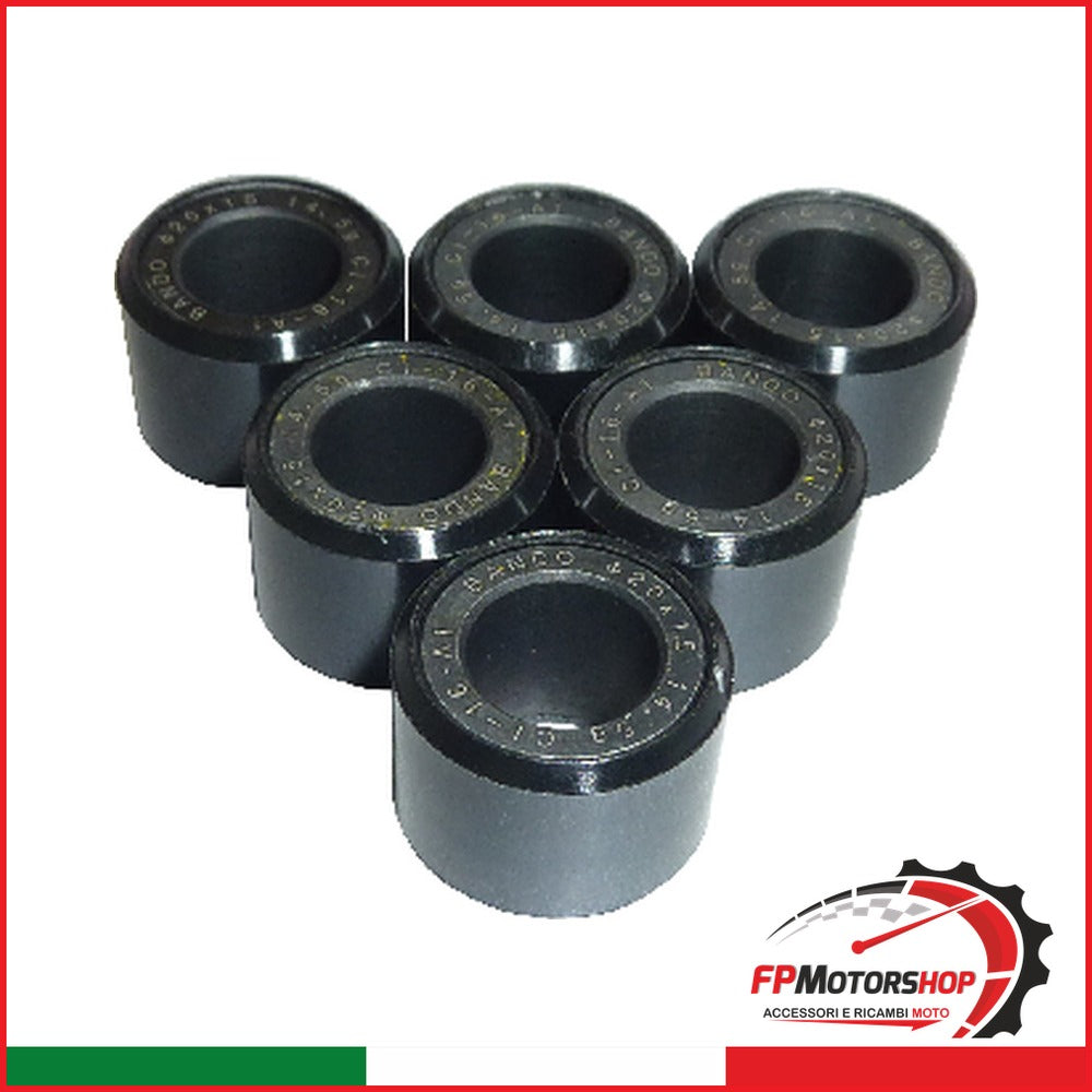 KIT 6 RULLI MASSETTE VARIATORE G72001501456 20X15 14 5G HONDA KYMCO MALAGUTI SYM