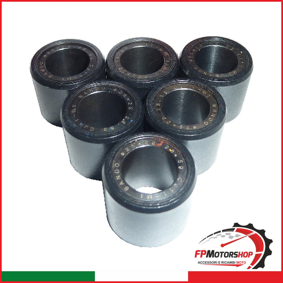 KIT 6 RULLI MASSETTE SCOOTER G72502202856 25X22 28 5G BEVERLY 2002-2004 APRILIA