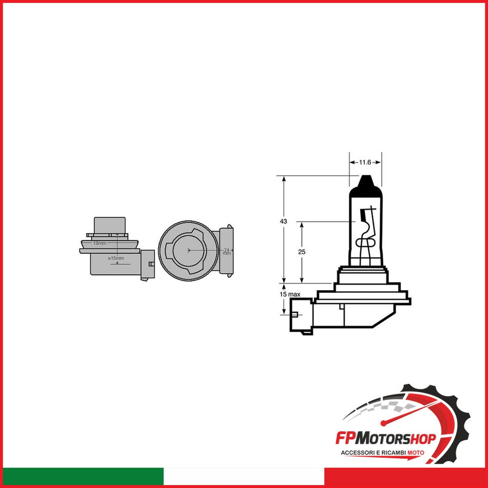 LAMPADA H8 12V 35W ALOGENAPGJ19-1 TOPLIGHT E034116 - foto brandizzata