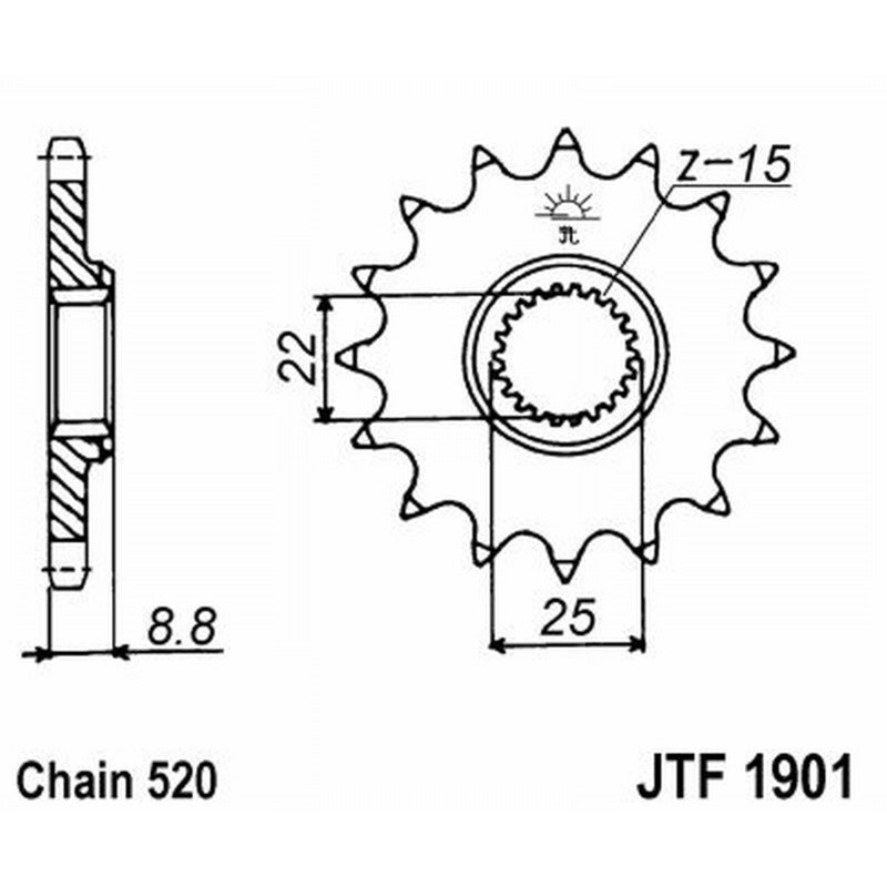 PIGNONE TRASMISSIONE PER MOTO KTM JT 1901 Z14 SC JTF1901.14SC 14 DENTI ACCIAIO - foto originale